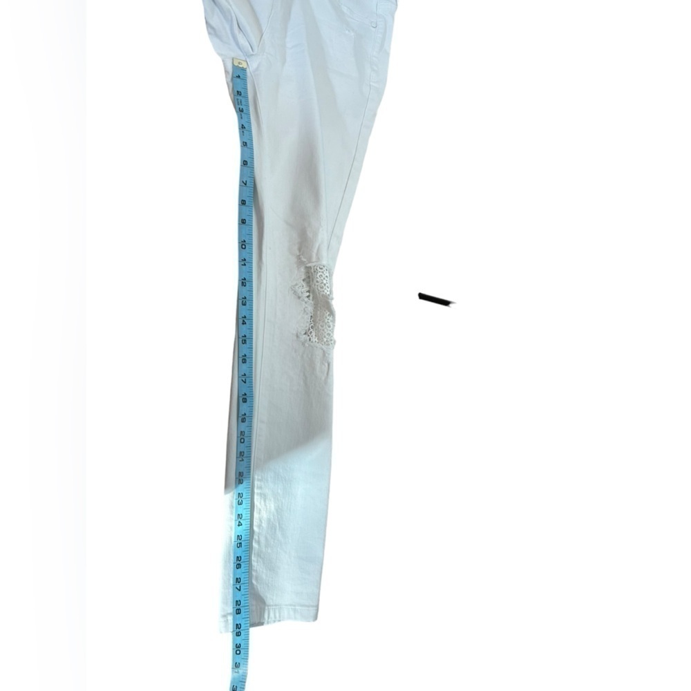 Judy Blue High Waist White Skinny Distressed Lace Inset Jeans Size 11/30 JB84133 - Picture 10 of 12